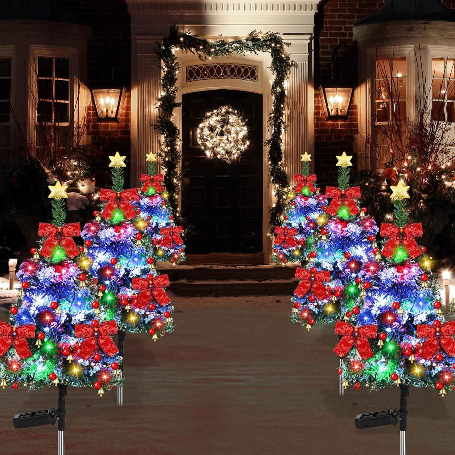 2pcs Solar Christmas Cedar Tree Lights