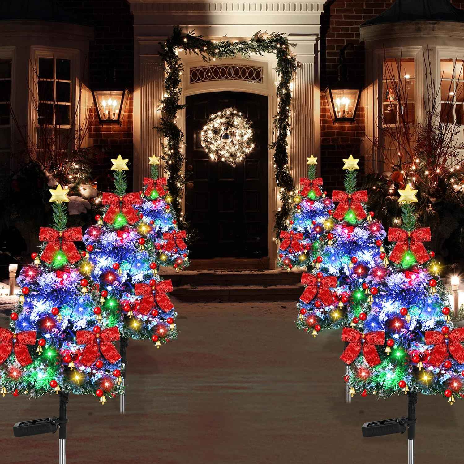 2pcs Solar Christmas Cedar Tree Lights