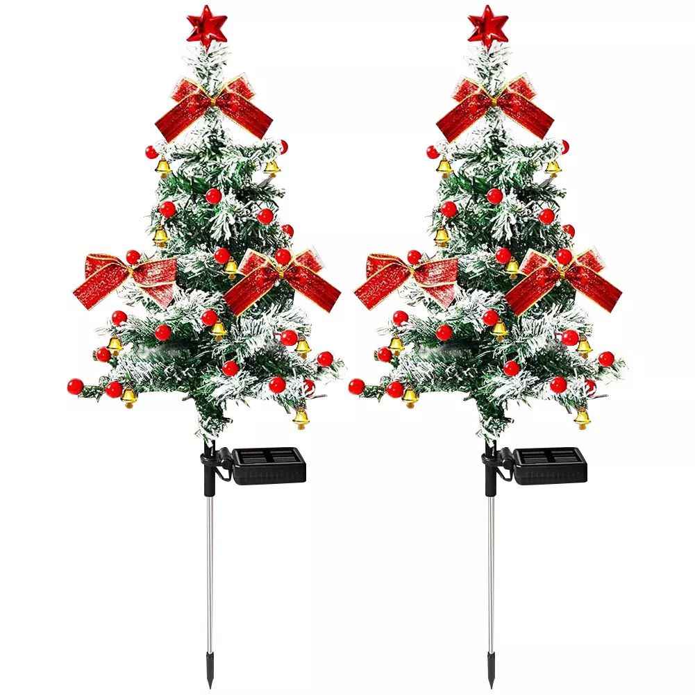 2pcs Solar Christmas Cedar Tree Lights