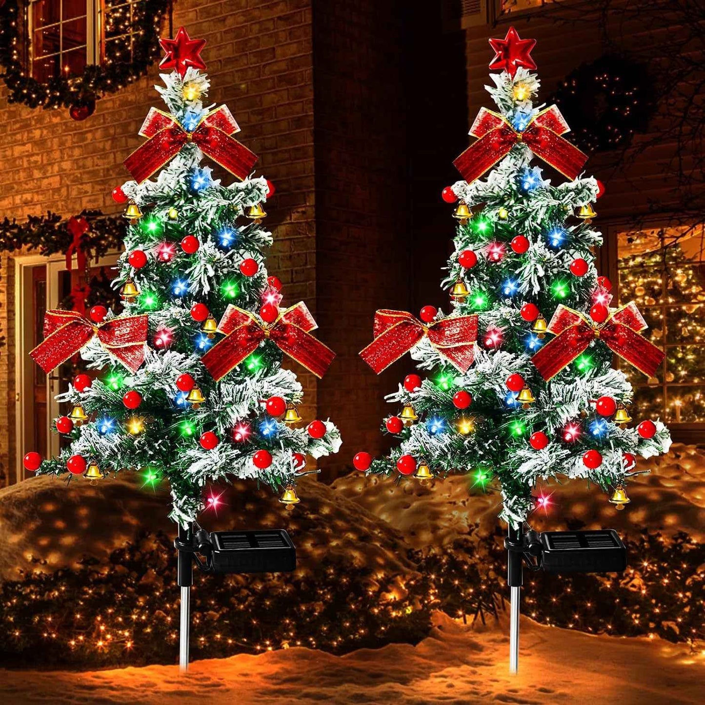 2pcs Solar Christmas Cedar Tree Lights