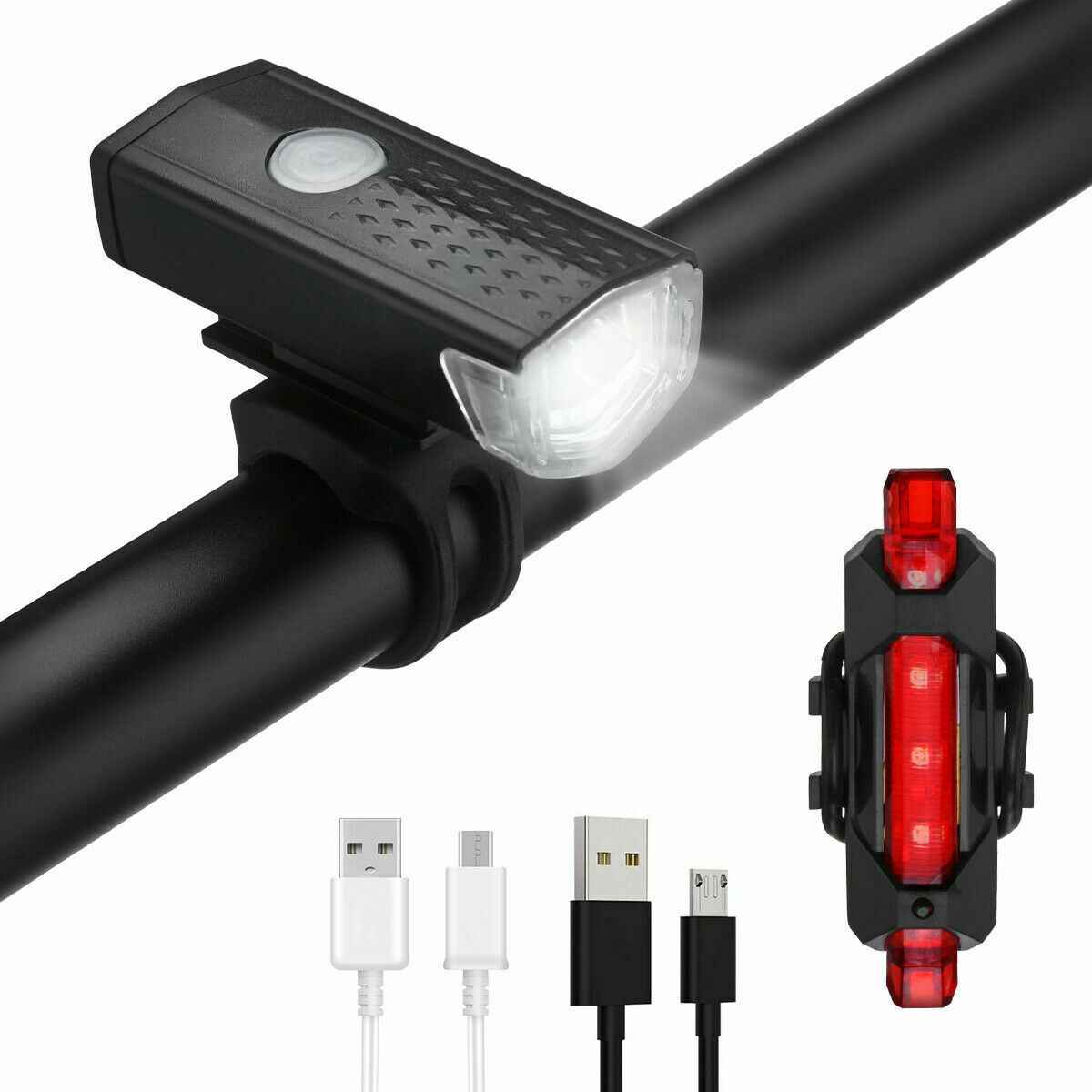 USB Rechargeable LED Bike Light Set