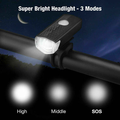 USB Rechargeable LED Bike Light Set