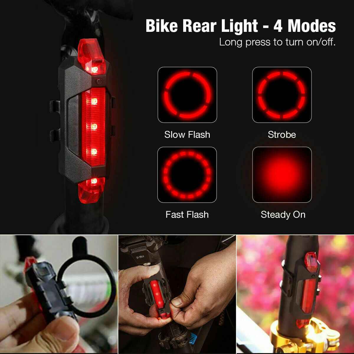 USB Rechargeable LED Bike Light Set