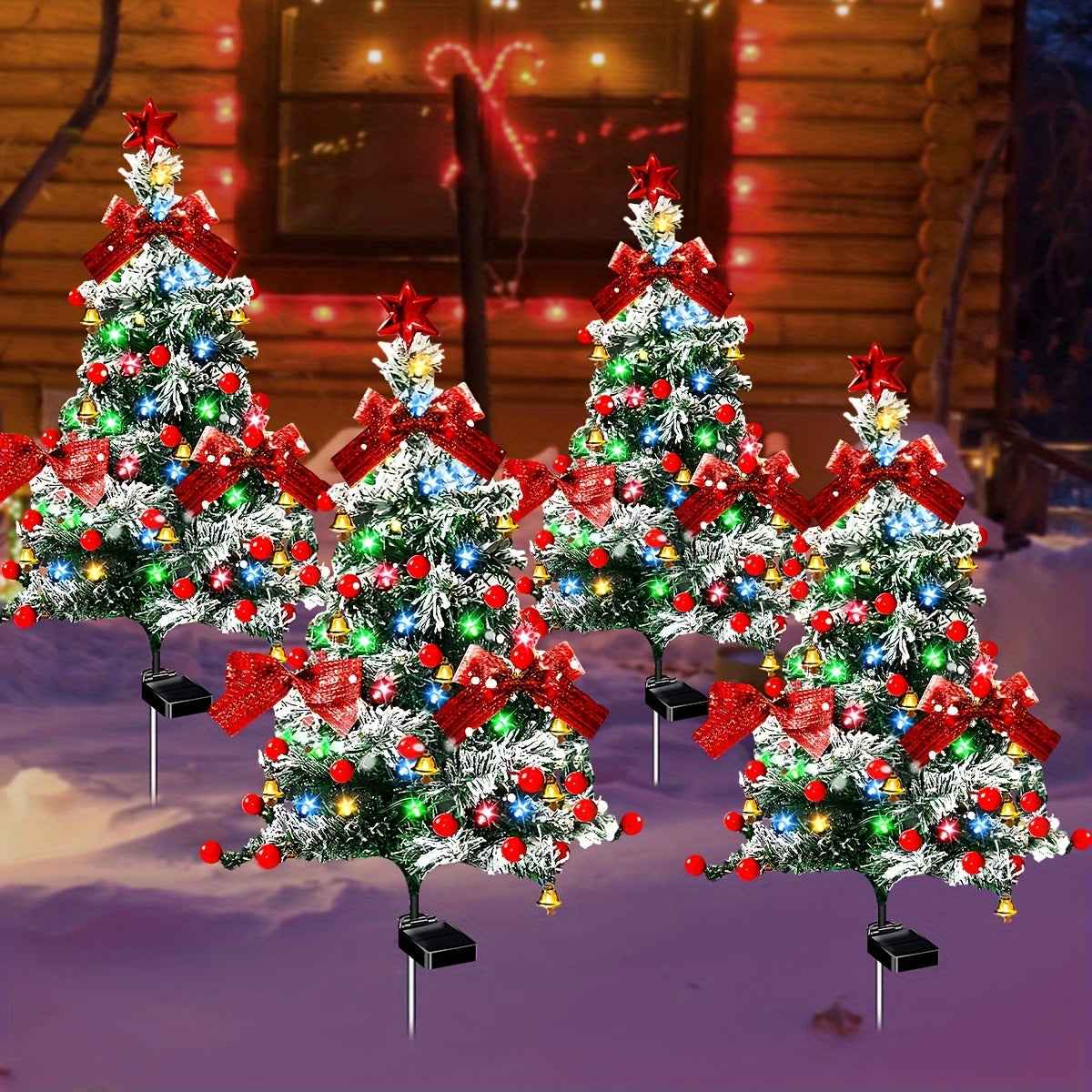 2pcs Solar Christmas Cedar Tree Lights