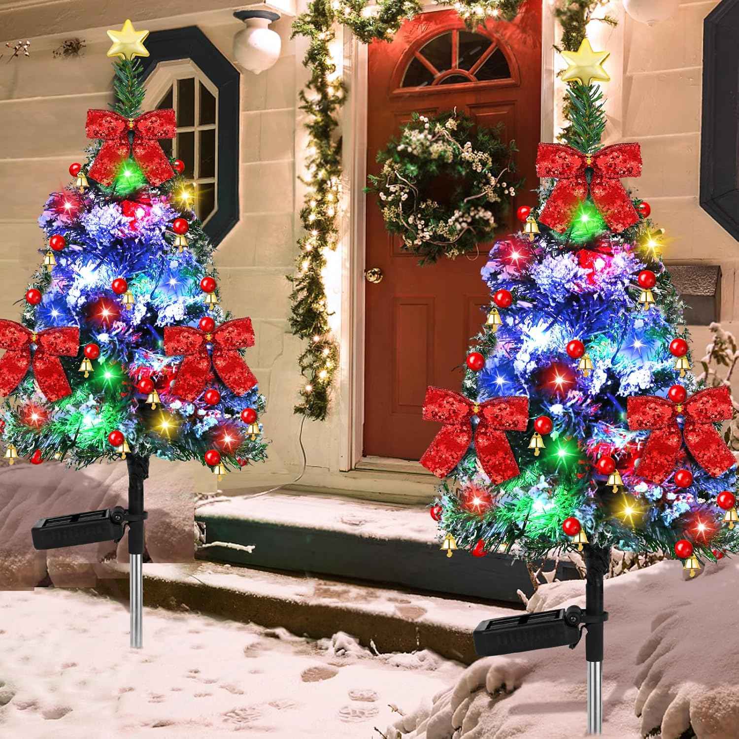 2pcs Solar Christmas Cedar Tree Lights