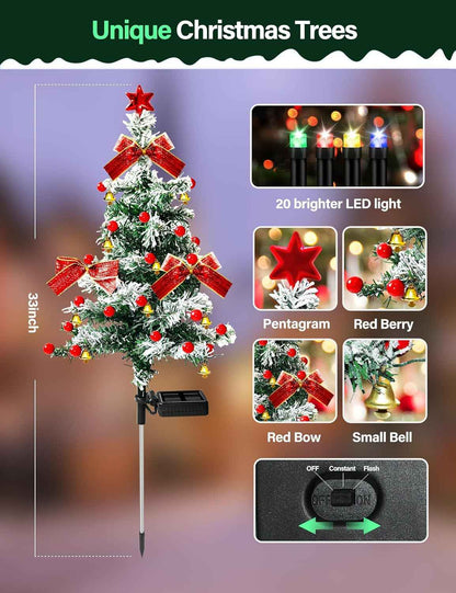 2pcs Solar Christmas Cedar Tree Lights