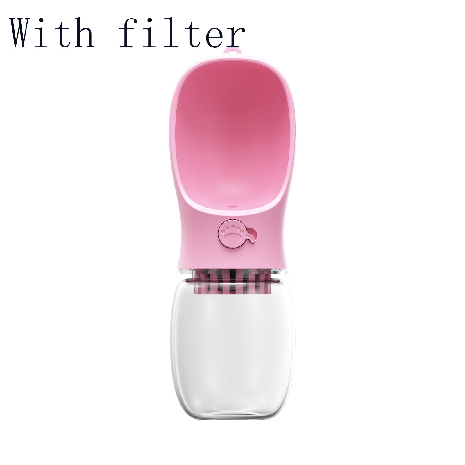 Pet Water Cup Outdoor Portable Water Bottle - Pink With filter, 350ML image