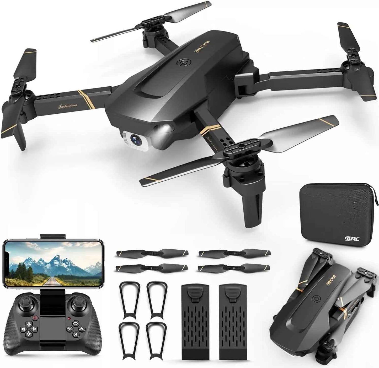 4DRC V4 Foldable 4K/1080P Camera Drone with 3 Batteries | Remote-Control Quadcopter