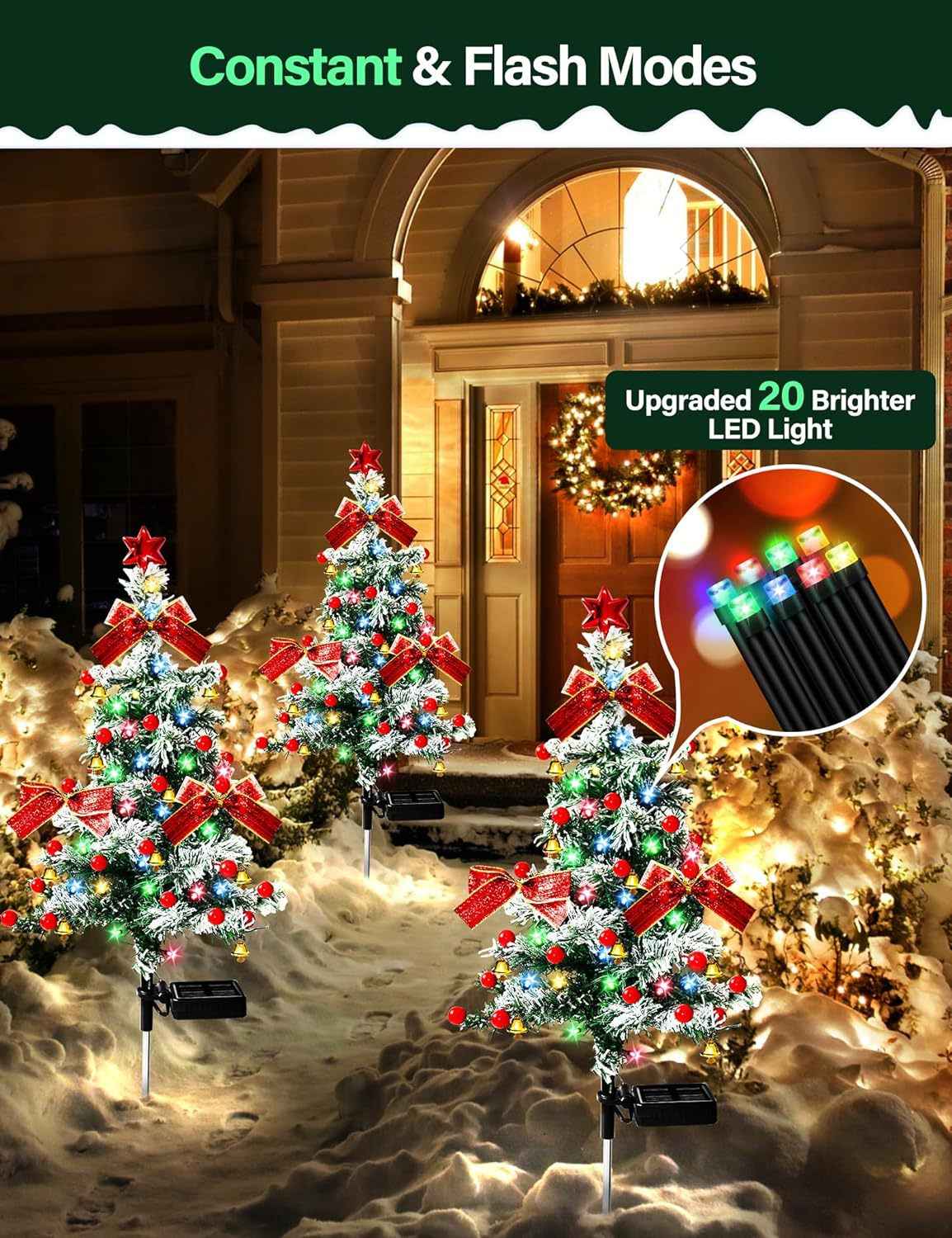 2pcs Solar Christmas Cedar Tree Lights