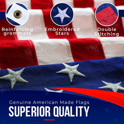 FusionTech 12 in x 18 in Polyester American Grave Marker Outdoor Flag, UV Resistant